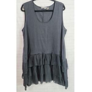 SOFT SURROUNDINGS 100% LINEN RUFFLE DRESS IN BLACK, SZ XL